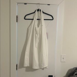 White Halter Tie-Front Sundress